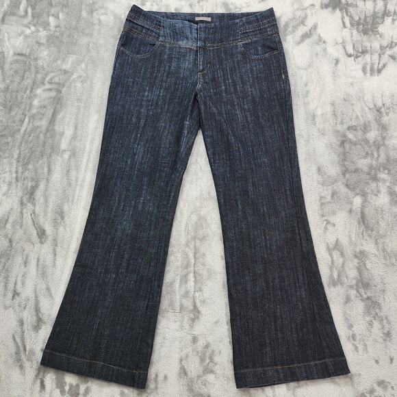 Maurices Pants Womens 9/10 Blue Dark Wash Polished Denim Trousers Flare Leg - Picture 1 of 11